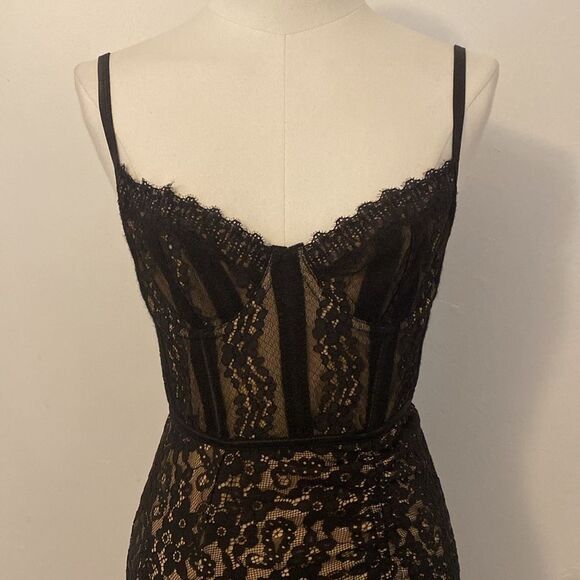 Urban Outfitters Black & Tan Angelica Corset Midi Dress Size Small - Picture 6 of 16